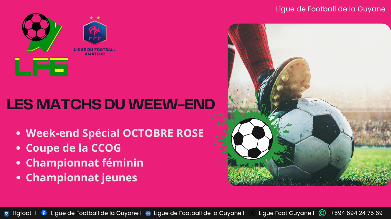 Les matchs du week-end : le football guyanais se mobilise pour Octobre Rose !