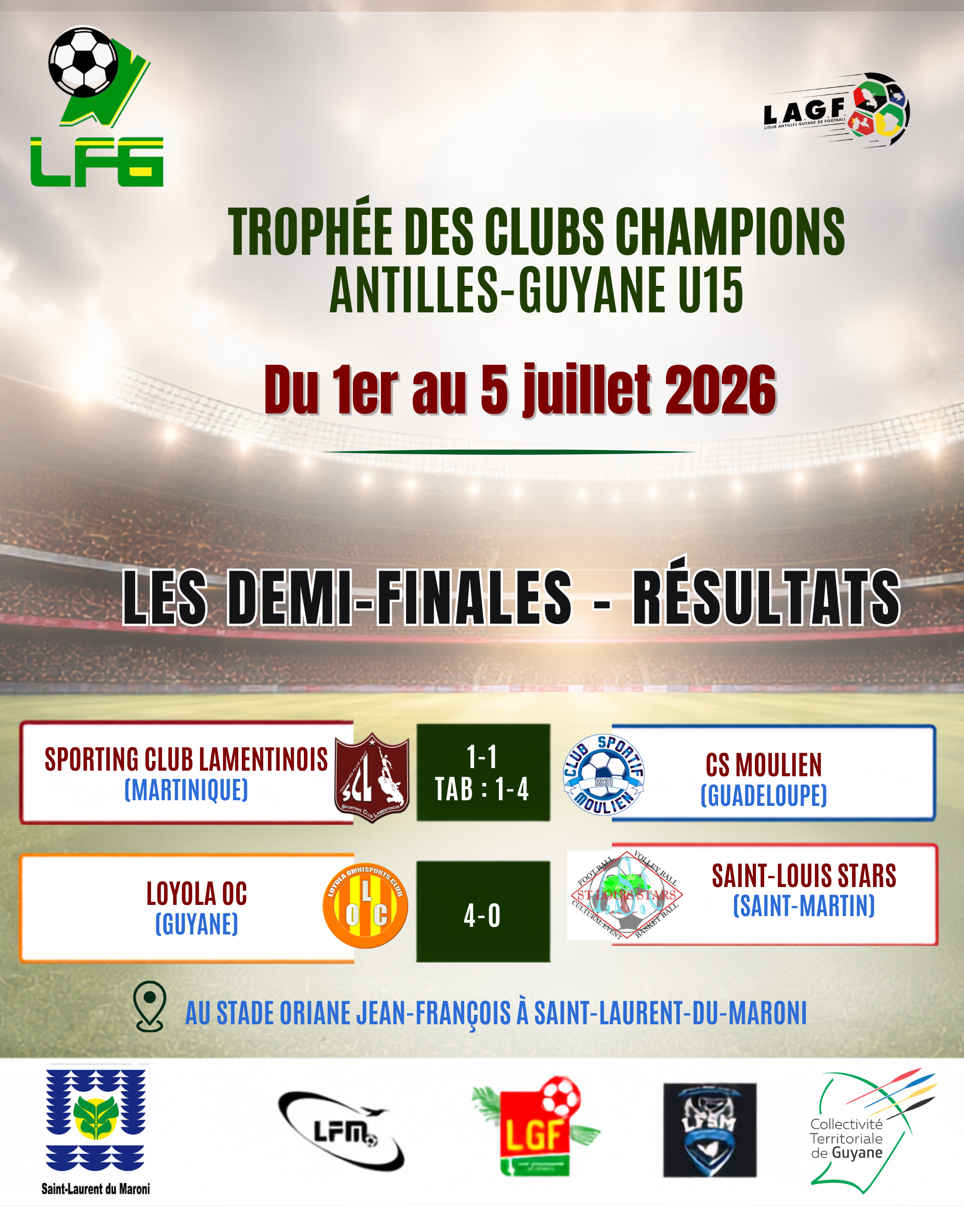 Trophée des Clubs Champions Antilles-Guyane U15 : la finale opposera le Club Sportif Moulien à Loyola OC